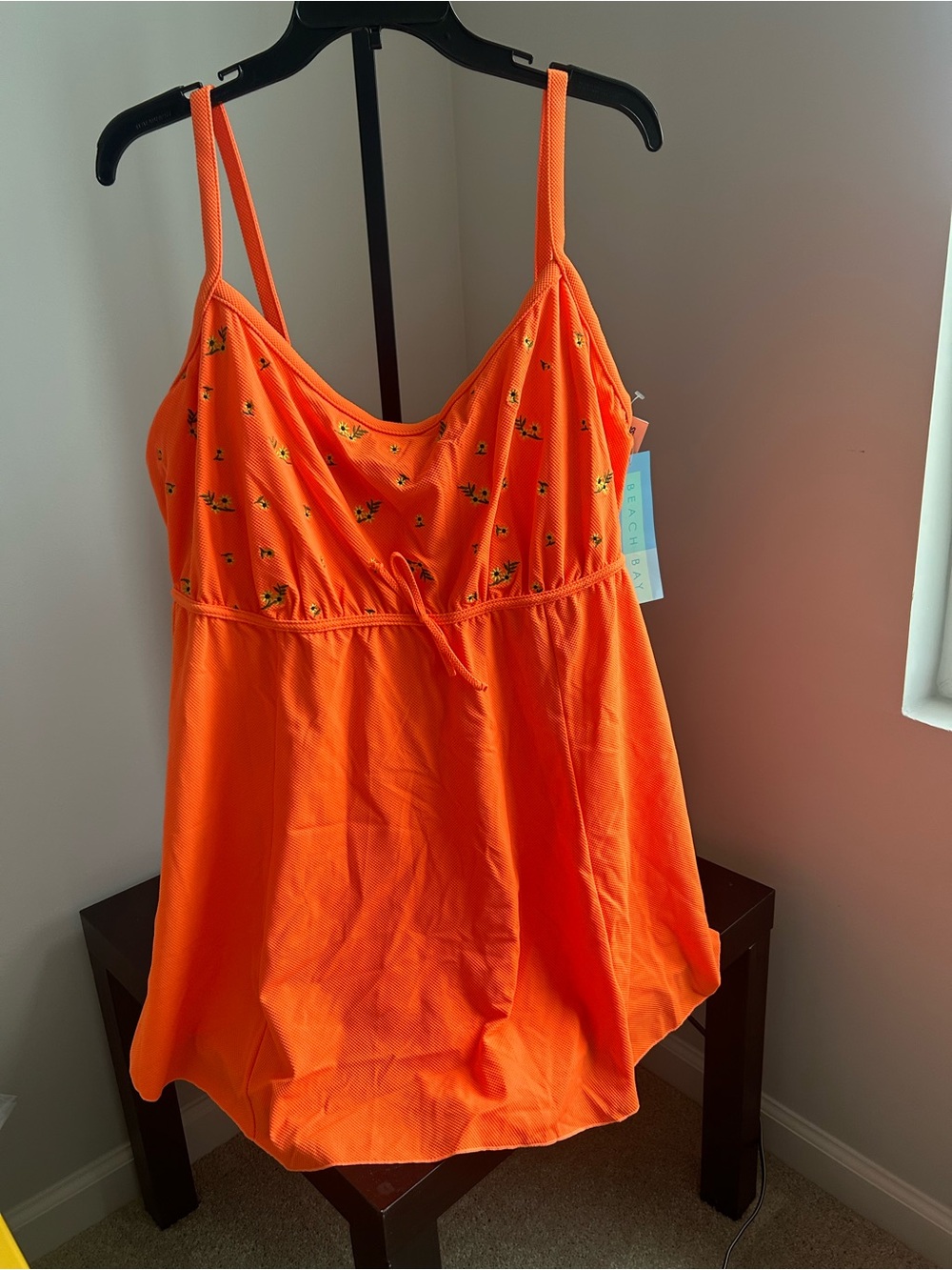 NWT- Women’s Bright Orange Spaghetti Strap Sundress swimsuit. Size 24w